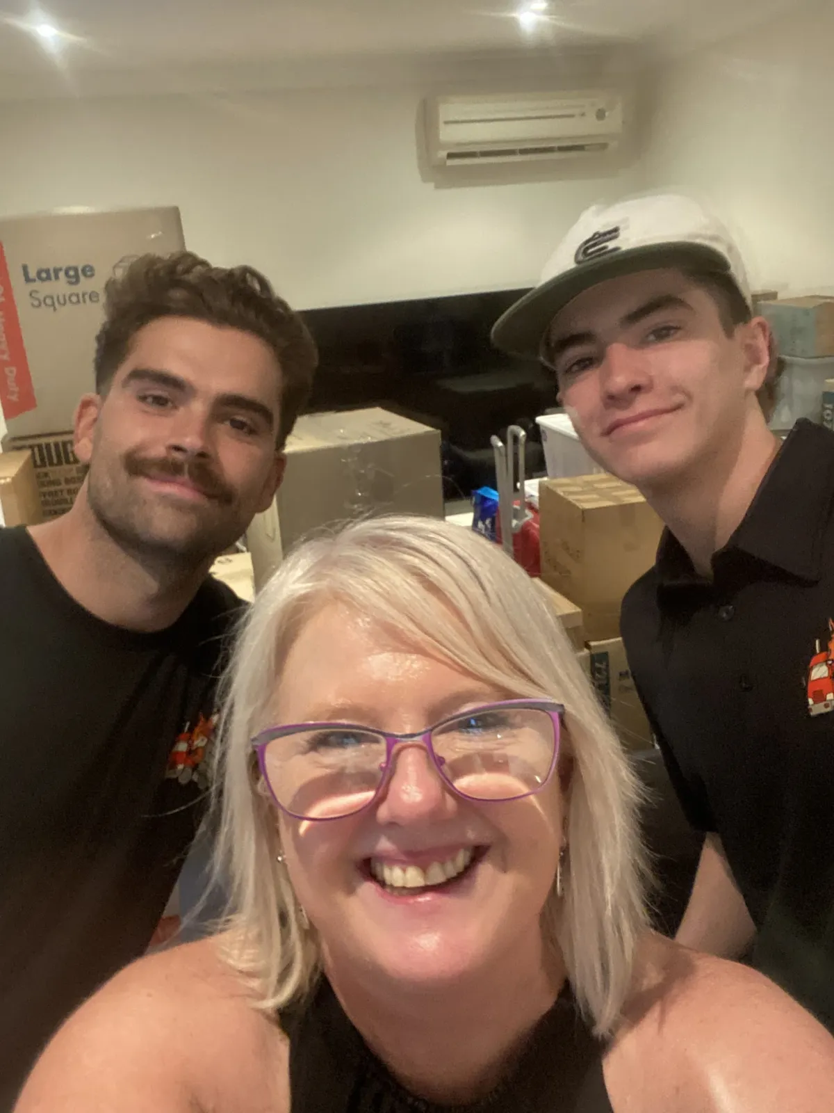 Jose and Carlos with Sharon during her KangPack move