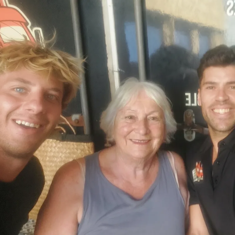 Theo and Faus with Margaret after her move
